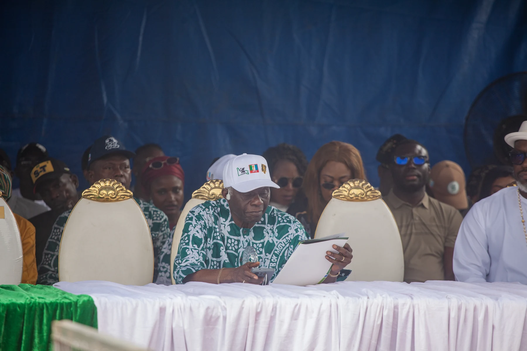 A chapter representative reading at the inauguration