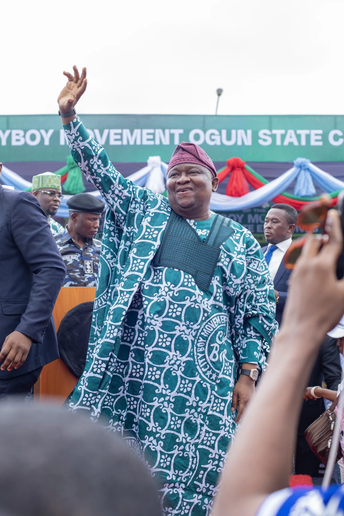A participant raising a hand at the CBM Ogun inauguration